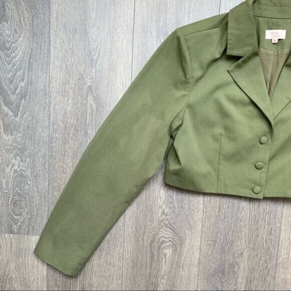 REVOLVE Camila Coelho Leticia Blazer Jacket Olive Green Cropped Size Medium - Picture 8 of 16